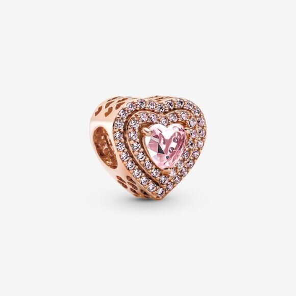 Pandora Rose Gold and Pink Heart Charm - Picture 1 of 5